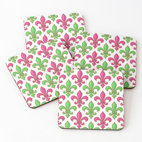 Item preview, White Pink Green Fleur-de-lis Design designed and sold by PatternTitan.