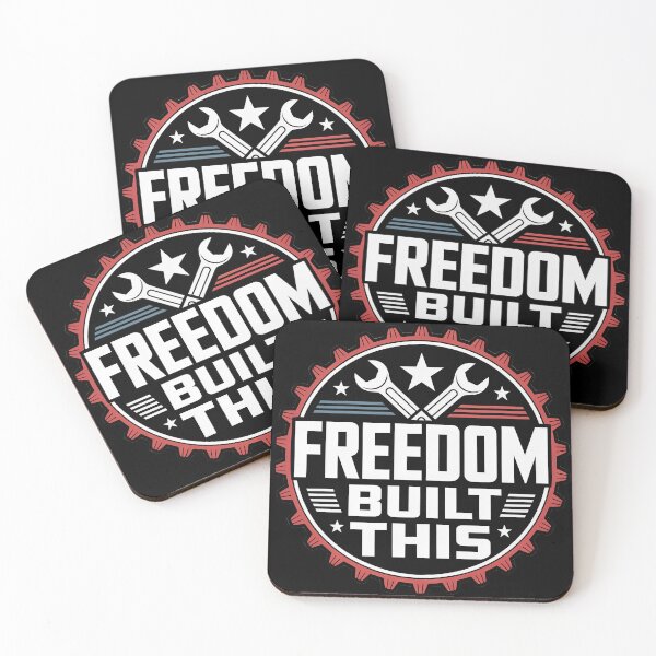 Item preview, Freedom Built This Industrial Patriotic Gear Emblem designed and sold by OldGloryForge.