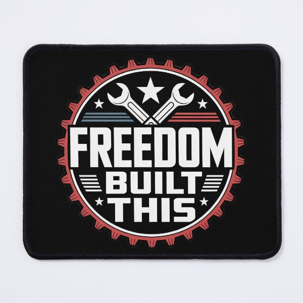 Item preview, Freedom Built This Industrial Patriotic Gear Emblem designed and sold by OldGloryForge.