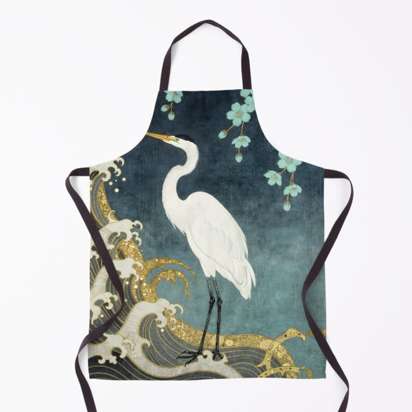 Item preview, White Heron and Turquoise Cherry Blossoms in Great Wave designed and sold by NEOCHRONOS.