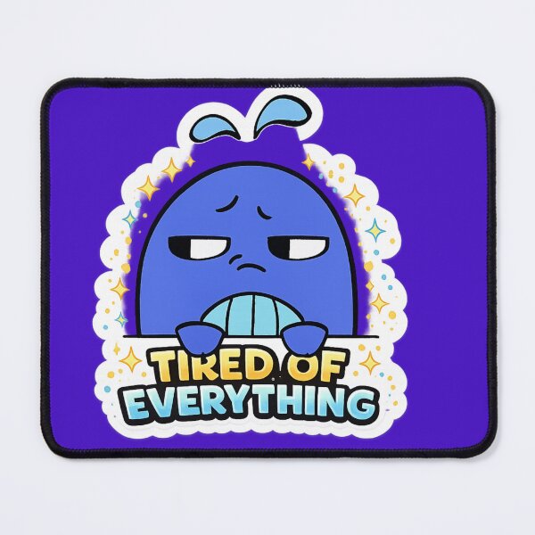 Item preview, Tired of Everything Cute Blue Mood Character Sticker | Funny Relatable Aesthetic Meme Design ? Alternative (test later): designed and sold by sumodesign.