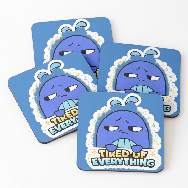 Item preview, Tired of Everything Cute Blue Mood Character Sticker | Funny Relatable Aesthetic Meme Design ? Alternative (test later): designed and sold by sumodesign.