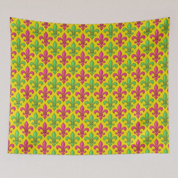 Item preview, Yellow Pink Green Fleur-de-lis Design designed and sold by PatternTitan.