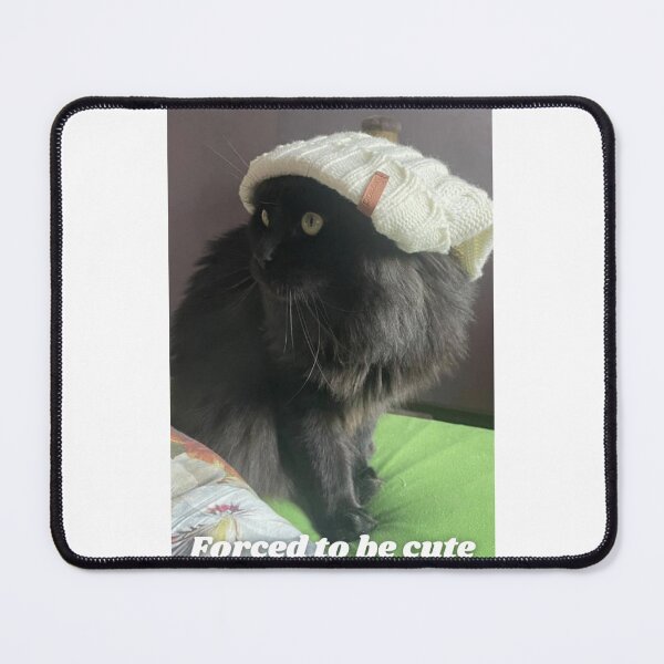 Item preview, Obligado a ser adorable: meme divertido de un gato negro con gorro de punto. designed and sold by GlitterAndStars.