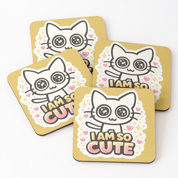 Item preview, I Am So Cute Kawaii Cat Sticker | Cute Aesthetic Cartoon Cat Design designed and sold by sumodesign.