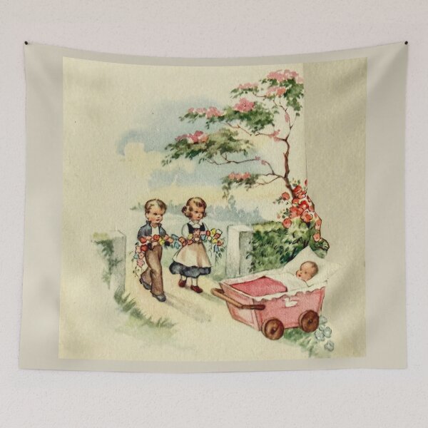 Item preview, Vintage 1950's birth announcement card for baby girl  designed and sold by Photopat.