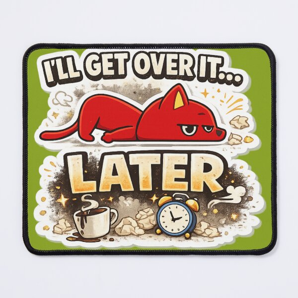 Item preview, Funny Cat Procrastination Design – “I’ll Get Over It Later” Lazy Cat Meme Sticker Cute Sarcastic Humor designed and sold by sumodesign.