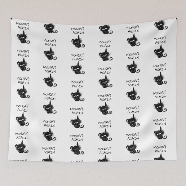 Item preview, Funny Black Cat – Monday Again Mood | Doodle Cat Meme designed and sold by moodiecatshop.