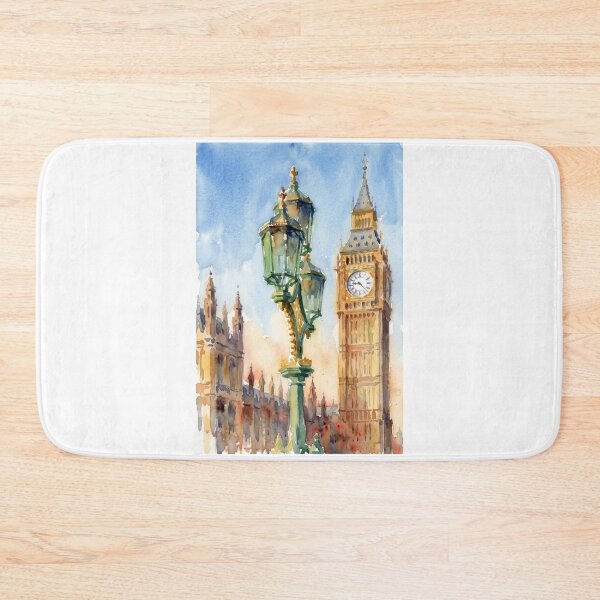 Item preview, Big Ben and Westminster Street Lamp London Watercolor designed and sold by caracatita75.