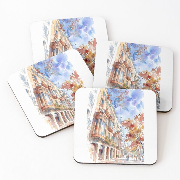 Item preview, Passeig de Gracia Barcelona Autumn Watercolor designed and sold by caracatita75.