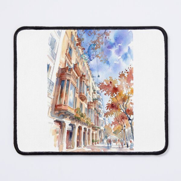 Item preview, Passeig de Gracia Barcelona Autumn Watercolor designed and sold by caracatita75.