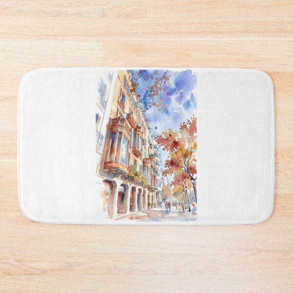 Item preview, Passeig de Gracia Barcelona Autumn Watercolor designed and sold by caracatita75.
