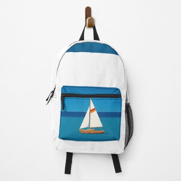 Item preview, Minimalist Solitude | Geometric Sailboat on Deep Blue | Mediterranean Flat Art designed and sold by SergioMiklos.