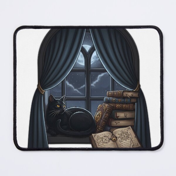 Item preview, Black Cat Library Window designed and sold by IllumeInk.