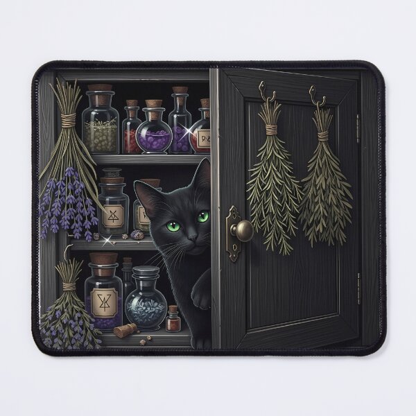 Item preview, Black Cat Apothecary Cupboard designed and sold by IllumeInk.