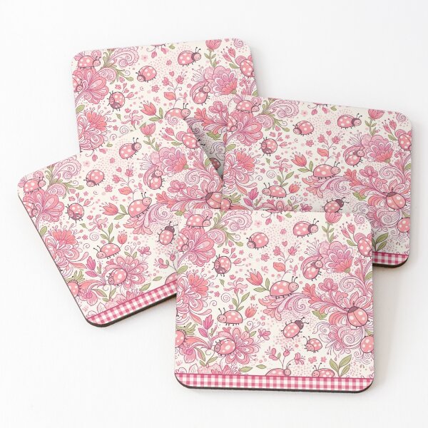 Item preview, Charming Pink Ladybugs and Flowers designed and sold by purplesensation.
