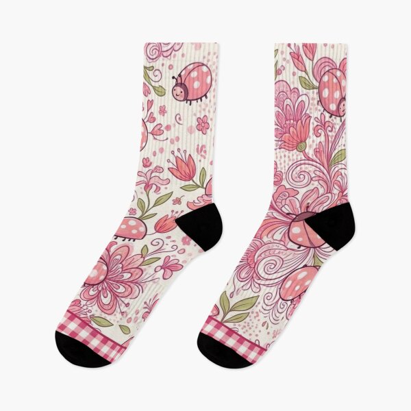 Item preview, Charming Pink Ladybugs and Flowers designed and sold by purplesensation.