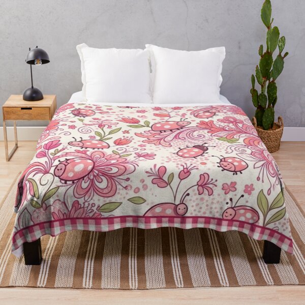 Item preview, Charming Pink Ladybugs and Flowers designed and sold by purplesensation.