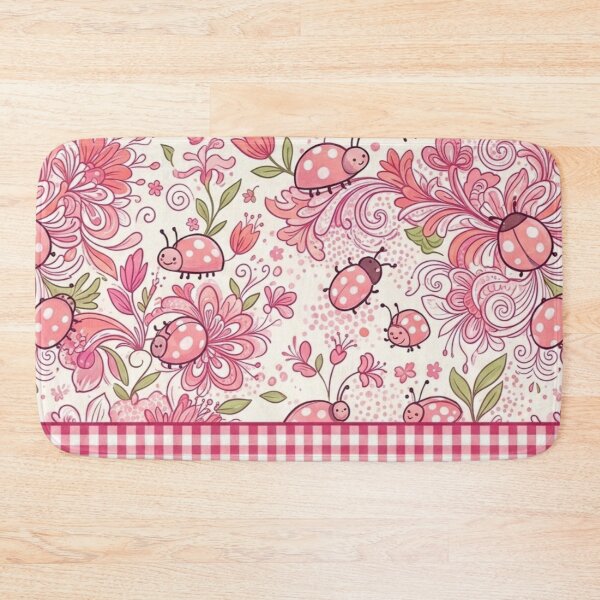 Item preview, Charming Pink Ladybugs and Flowers designed and sold by purplesensation.