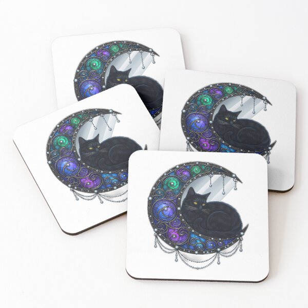 Item preview, Black Cat Crescent Mirror designed and sold by IllumeInk.