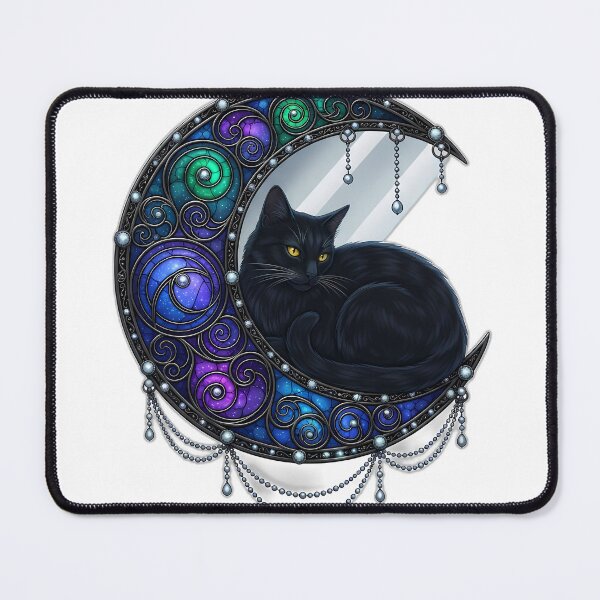 Item preview, Black Cat Crescent Mirror designed and sold by IllumeInk.