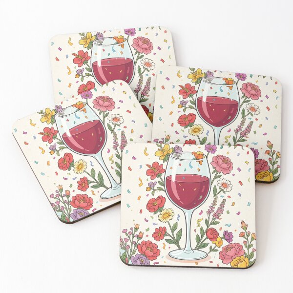 Item preview, Funny Birthday Wine and Flowers - Colorful Celebration Art designed and sold by myforestfog.