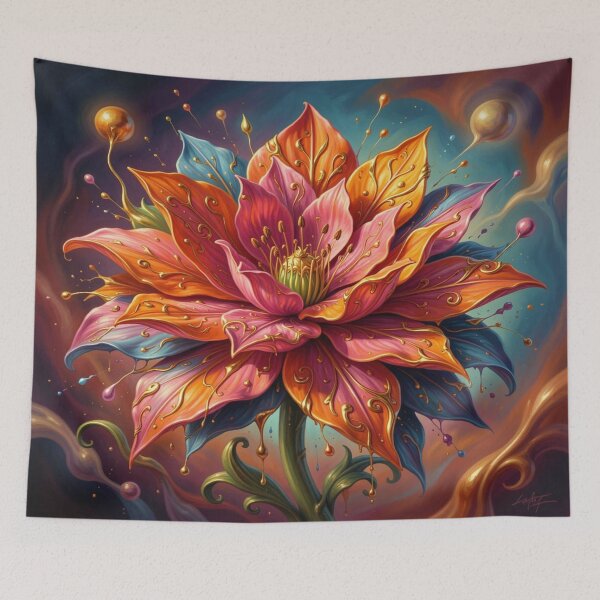 Item preview, Radiant Mystic Flower with Golden Accents in a Vibrant Fantasy Dreamworld designed and sold by FotoworldEdel.