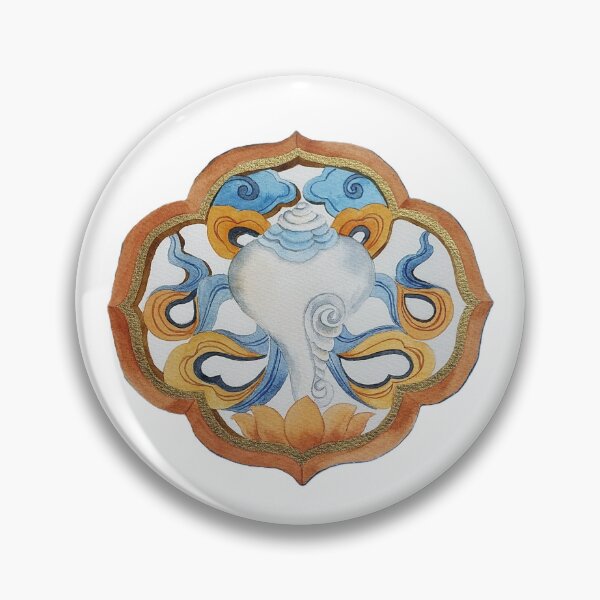 Item preview, 8 Buddhist Auspicious symbols right coiled conch shell  Tibetan Buddhist art designed and sold by Yarlseri.