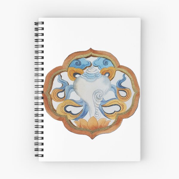 Item preview, 8 Buddhist Auspicious symbols right coiled conch shell  Tibetan Buddhist art designed and sold by Yarlseri.