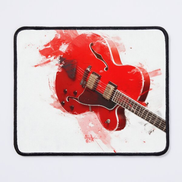 Item preview, Red semi hollow Jazz guitar painting artwork designed and sold by gut2000.