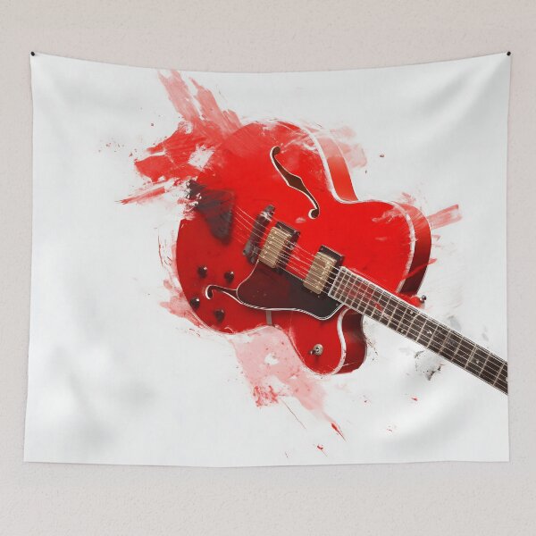 Item preview, Red semi hollow Jazz guitar painting artwork designed and sold by gut2000.