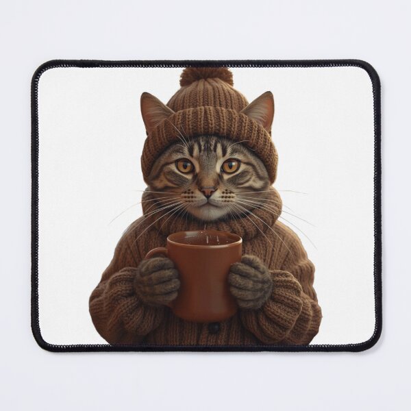 Item preview, Cozy Coffee Cat - Cute Tabby in Winter Knitwear designed and sold by Timastorart.