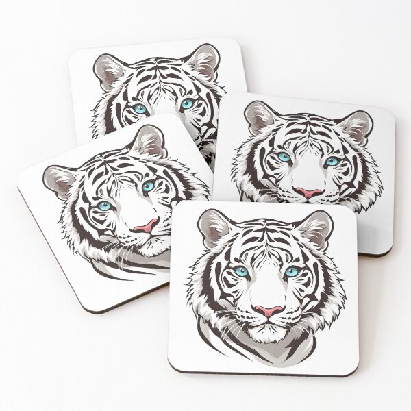 Item preview, White Tiger Face – Striking Blue Eyes Wildlife Illustration designed and sold by Karolina’s Cozy Creations.