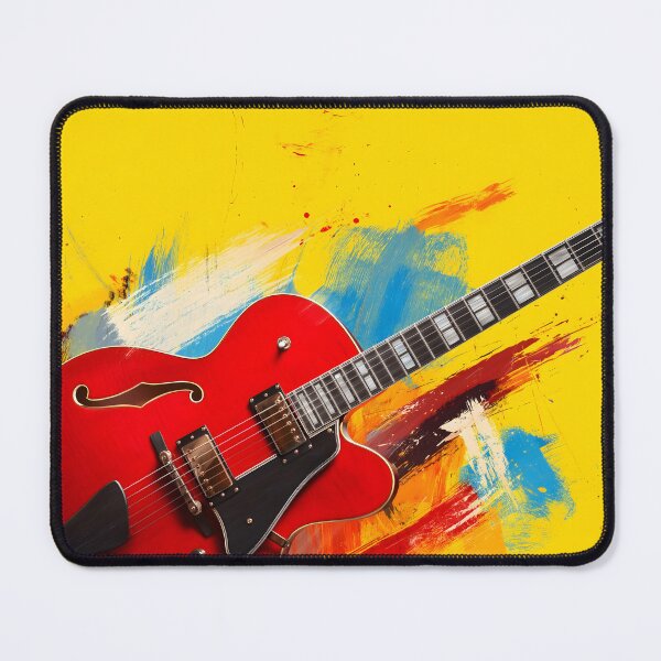Item preview, Red semi hollow Jazz guitar painting artwork designed and sold by gut2000.