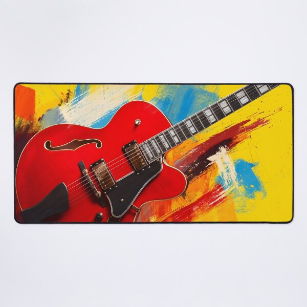 Item preview, Red semi hollow Jazz guitar painting artwork designed and sold by gut2000.