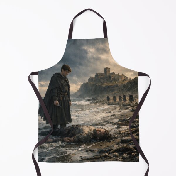 Item preview, Early Medieval North Sea Shore Monastery Print | Historical Fantasy Coastal Wall Art | Dark Viking Age England Scene designed and sold by Element Horizon Studio.