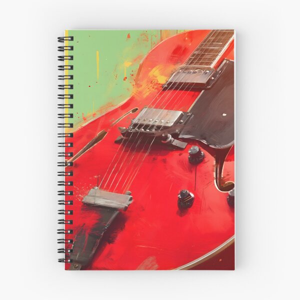 Aperçu de l'œuvre Peinture d'une guitare jazz semi-hollow rouge créée et vendue par gut2000.