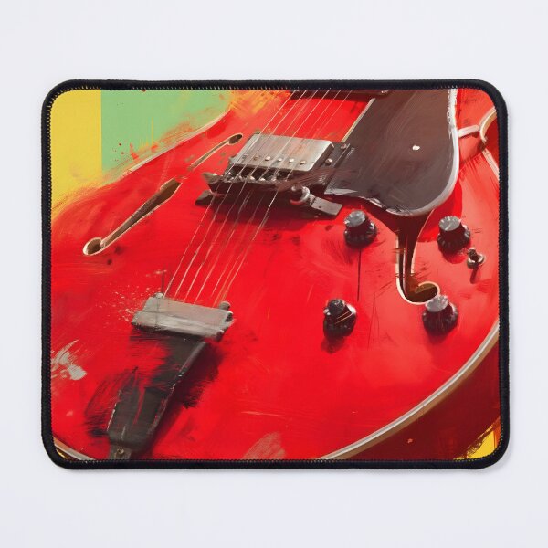 Item preview, Red semi hollow Jazz guitar painting artwork designed and sold by gut2000.