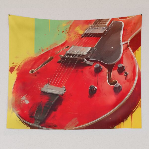 Item preview, Red semi hollow Jazz guitar painting artwork designed and sold by gut2000.