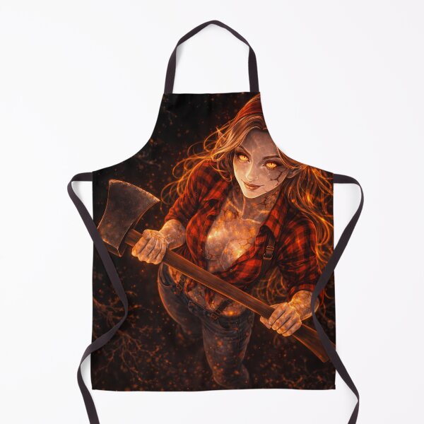 Item preview, Fiery Demon Girl With Axe Dark Fantasy Art designed and sold by KnitOfShadoF.