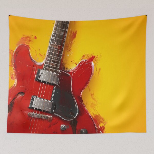 Item preview, Red semi hollow Jazz guitar painting artwork designed and sold by gut2000.