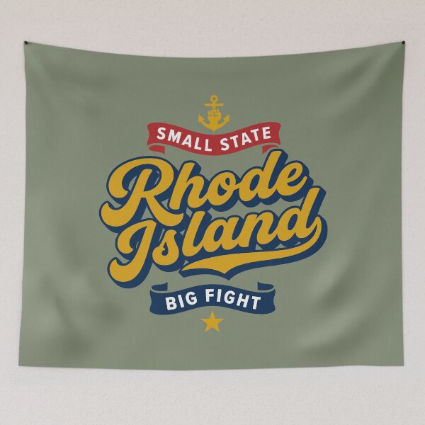 Item preview, Vintage Rhode Island Retro Script Poster Art Small State Big Fight designed and sold by Cozy-Old-Pub.
