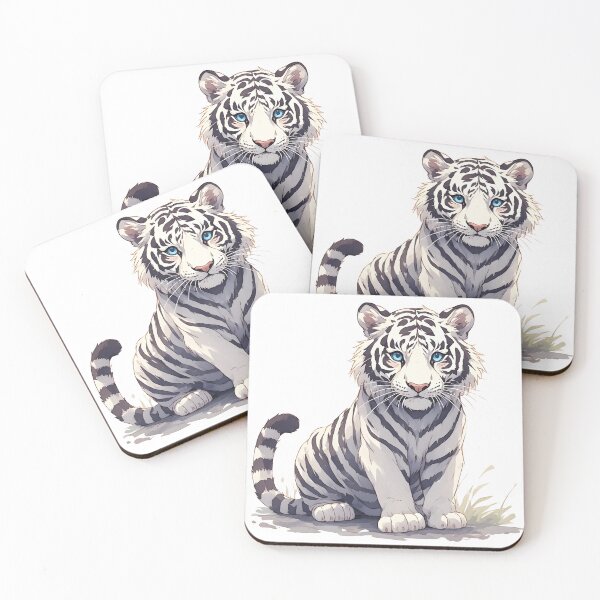 Item preview, Cute White Tiger Cub – Blue Eyes Kawaii Wildlife Illustration designed and sold by Karolina’s Cozy Creations.