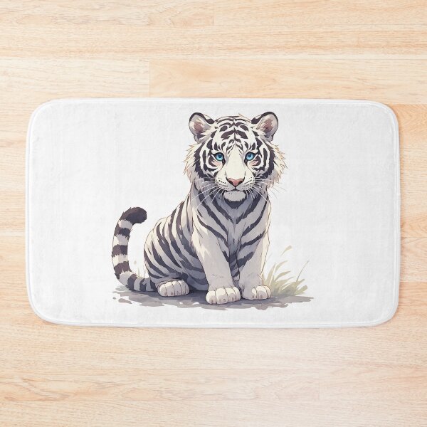Item preview, Cute White Tiger Cub – Blue Eyes Kawaii Wildlife Illustration designed and sold by Karolina’s Cozy Creations.