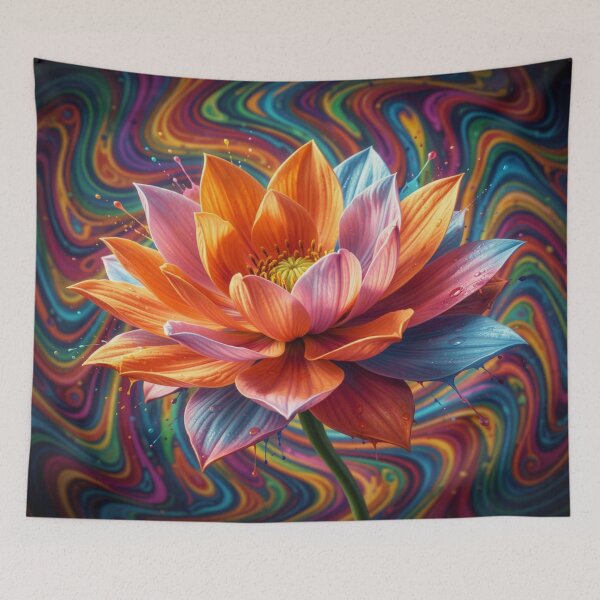 Item preview, Vibrant Mystic Flower with Colorful Petals and Surreal Dreamlike Background Art designed and sold by FotoworldEdel.