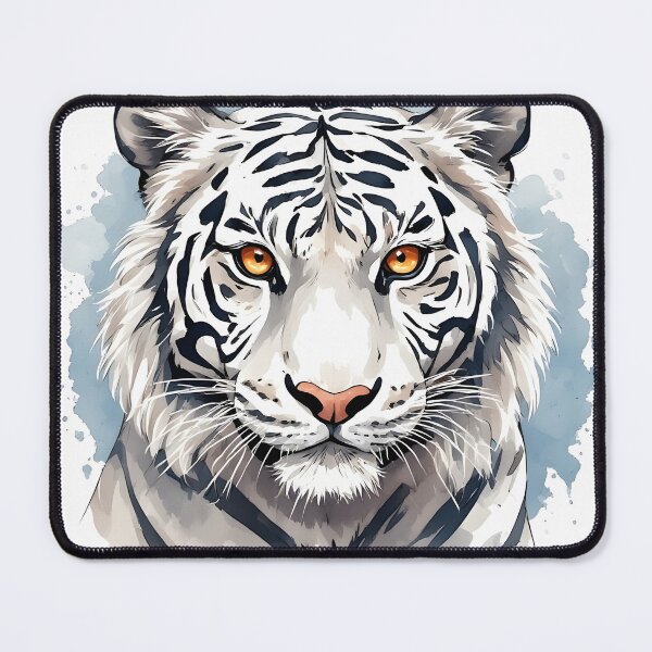 Item preview, White Tiger Portrait with Golden Eyes – Watercolor Wildlife Art designed and sold by Karolina’s Cozy Creations.