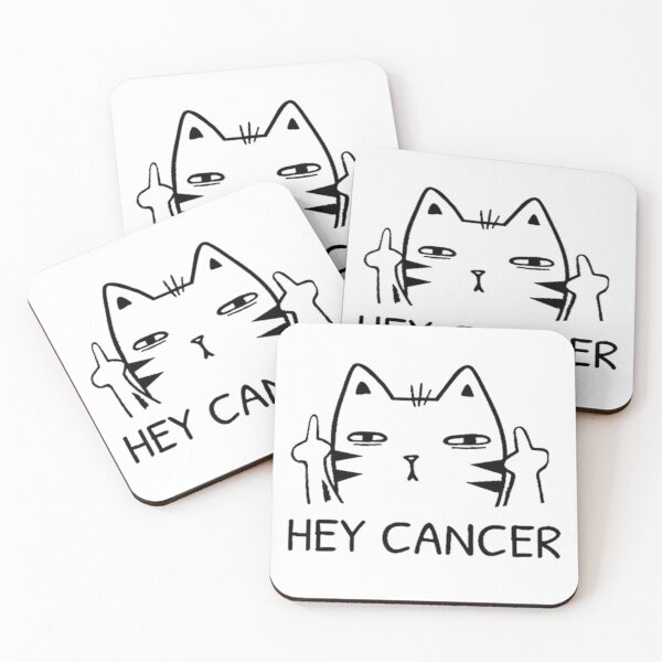 Item preview, Hey Cancer Middle Finger Fuck Cancer Cat Outline Sassy Awareness Art designed and sold by AllanKexiono.