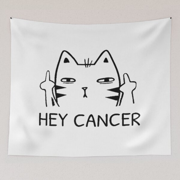 Item preview, Hey Cancer Middle Finger Fuck Cancer Cat Outline Sassy Awareness Art designed and sold by AllanKexiono.