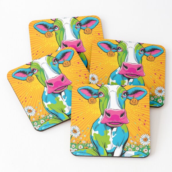 Item preview, Colorful Cow with Floral Background and Abstract Style designed and sold by Artessie.