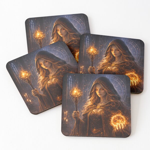 Item preview, Fire Mage With Spell Book Dark Fantasy Art designed and sold by KnitOfShadoF.